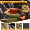81P4rlmjM2L._AC_SL1500_.jpg FUNNYFUZZY Dog Car Seat for Medium Sized Dogs, Waterproof 3 in 1 Soft Leather Dog Car Bed for Travel and Home,Portable and Safety,Fits Pets Up to 35 lbs(Green)