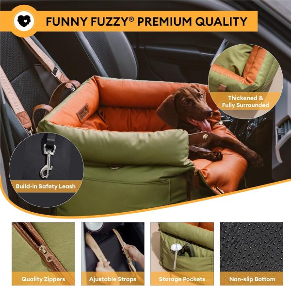 81P4rlmjM2L._AC_SL1500_.jpg FUNNYFUZZY Dog Car Seat for Medium Sized Dogs, Waterproof 3 in 1 Soft Leather Dog Car Bed for Travel and Home,Portable and Safety,Fits Pets Up to 35 lbs(Green)