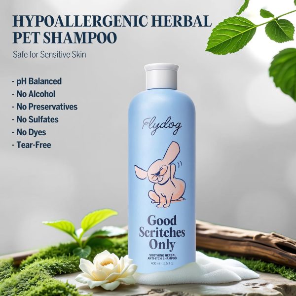 81Qqvc97IcL._AC_SL1500_.jpg FLYDOG Dog Cat Shampoo Itchy Skin Relief: Natural Herbal Hypoallergenic Pet Shampoo, Deshedding Dandruff Control Deodorizing Moisturizing for Dry Flaky Smelly Skin, Perfect for Puppies Kittens