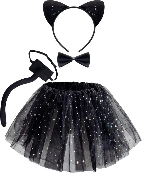 Spooktacular Creations Cat Pig Leopard Costume Set with Tutu, Animals Headband Collar and Tail,Cosplay Accessory Kids