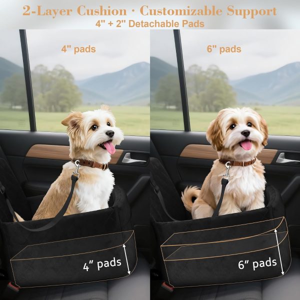 81STjEMuEpL._AC_SL1500_.jpg Dog Car Seat for Small/Medium Dogs,Pet Dog Booster Car Seat Puppy 15-35 lbs with Soft 4+2in Detachable Pads Detachable Elevated Cushion and Washable Cover Safety Belt Storage Pockets Easy to Install
