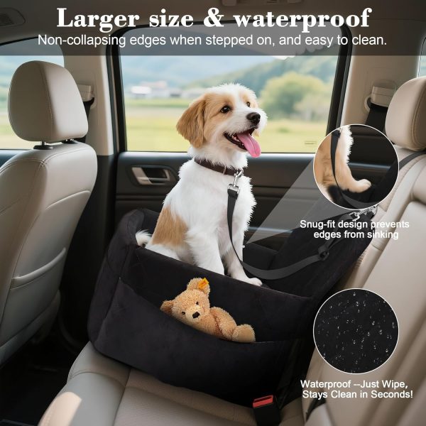 81SdNGzdZSL._AC_SL1500_.jpg Dog Car Seat for Small/Medium Dogs,Pet Dog Booster Car Seat Puppy 15-35 lbs with Soft 4+2in Detachable Pads Detachable Elevated Cushion and Washable Cover Safety Belt Storage Pockets Easy to Install