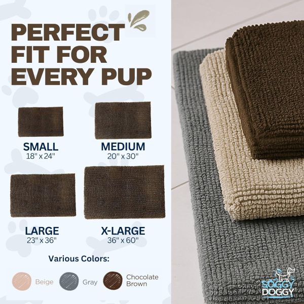 Soggy Doggy Crate Mate Dog Bed - Microfiber Chenille Mat, Travel Bed for Dog - Ultra-Absorbent Kennel Plush Pad (Chocolate Brown, Medium 20” x 30”)