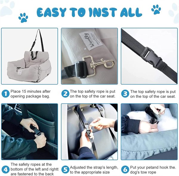 81TWEbMUqZL._AC_SL1500_.jpg Aidou Dog Booster Seat for Small to Large Dogs & Cats, Pet Travel Safety Seat with Storage & Dual-use Car & Home Bed (Small Grey)