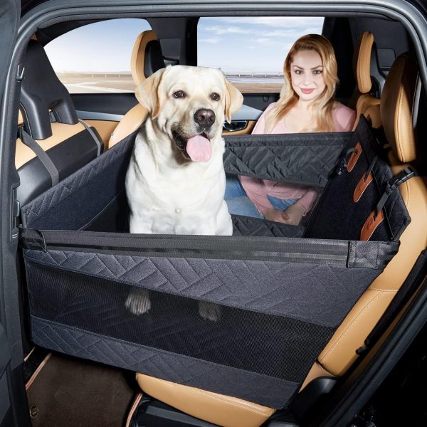81Tx52UkiPL._AC_SL1300_.jpg Large Dog Car Seat,Back Seat Extender for Dogs,Waterproof Medium Dog Seat Cover for Backseat, Pet Bed for Car Hammock(Black-L)