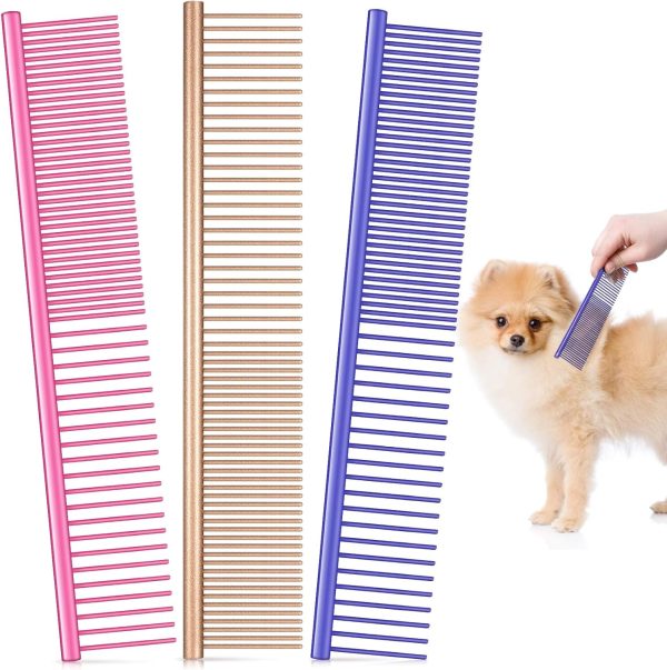 81UX1QCwL._AC_SL1500_.jpg 3 Pcs Stainless Steel Grooming Combs for Matted and Tangled Long Hair - Pet Guide Clippers for Dog and Cat