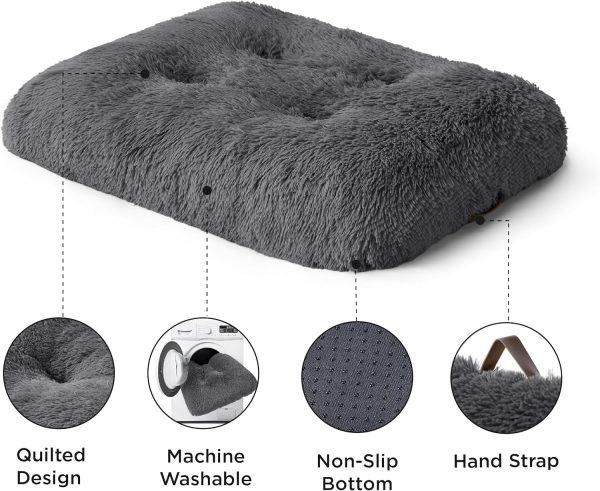 81VQPx0g3cL._AC_SL1500_.jpg Bedsure Washable Large Dog Bed for Crate, Faux Fur Dog Crate Pad for Large Breed, Plush Soft Comfort Dogs Sleeping Mat, Anti-Slip Pet Kennel Pad, 35" x 23", Dark Grey