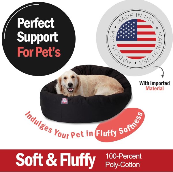 81W3HLSldjL._AC_SL1500_.jpg Majestic Pet 40 Inch Large Orthopedic Washable Donut Bed for Big and Large Sized Dogs, Calming Puppy Donut with Spine Support, Durable Crate Pad and Dog Bed Mat, Pet Furniture - Cozy Soft