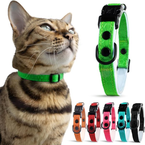 81WfiK-q3dL._AC_SL1500_.jpg OutdoorBengal Green Cat Collar Breakaway, Soft Padding for Medium to Large Cats - Durable Heavy Duty Tactical Fabric, Comfortable, Quick Release Breakaway Cat Collars, No Bell Collar (Green, Adult)
