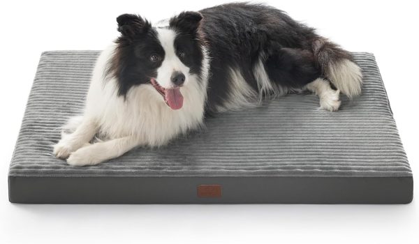 Bedsure XL Dog Bed for Crate - Large Orthopedic Pet Beds with Removable Machine Washable Cover, NOT Waterproof Egg Crate Foam Puppy Mat, Suitable for Pet Up to 80 lbs, 41"x27"x3.3", Not for Chewers