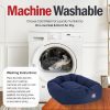 Majestic Pet 40 Inch Bagel Calming Dog Bed Washable – Cozy Soft Round Dog Bed with Spine Support for Dogs to Rest their Head - Fluffy Donut Dog Bed 40x29x9 (Inch) - Round Pet Bed Large – Blue