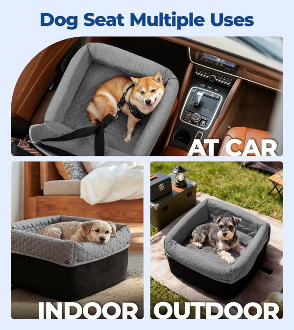 81ZCyt4TwaL._AC_SL1500_.jpg Dog Car Seat for Small Medium Dogs, Travel Pet Car Bed with Removable Waterproof Cover, Memory Foam Dog Booster Seats Up to 35 lbs, Safety Belt and Storage Pocket(Gray)