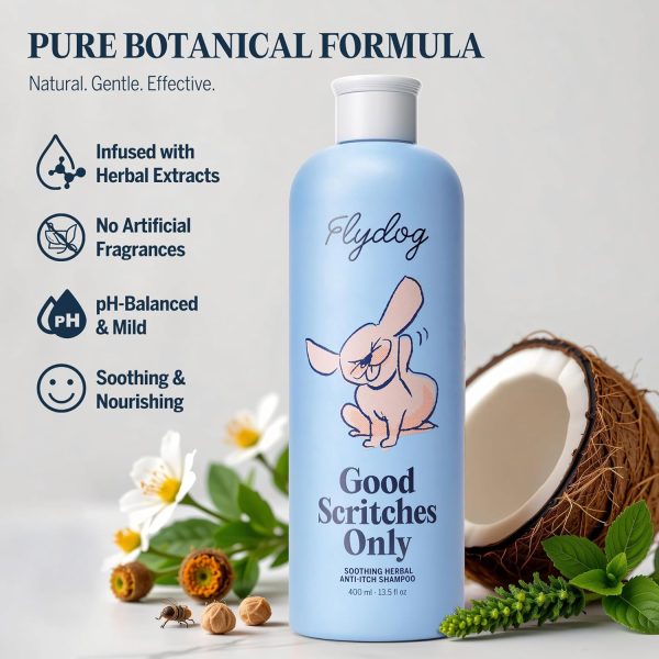 81cJU4bfCXL._AC_SL1500_.jpg FLYDOG Dog Cat Shampoo Itchy Skin Relief: Natural Herbal Hypoallergenic Pet Shampoo, Deshedding Dandruff Control Deodorizing Moisturizing for Dry Flaky Smelly Skin, Perfect for Puppies Kittens