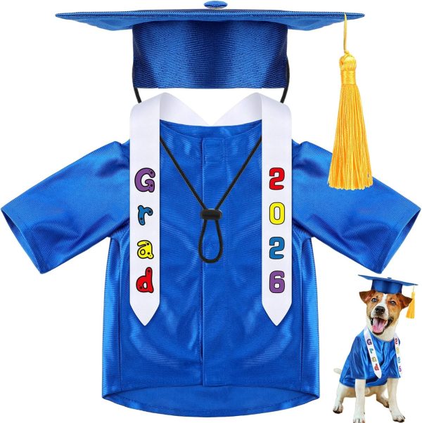 81fwWTPD3pL._AC_SL1500_.jpg Small Dog Graduation Cap and Gown 2026 with Stole Washable Shirt and Hat Pet Graduation Gown Costume Outfit for Tiny Dog Little Cat Doll Clothes Holiday Halloween Costume Accessory(Blue)