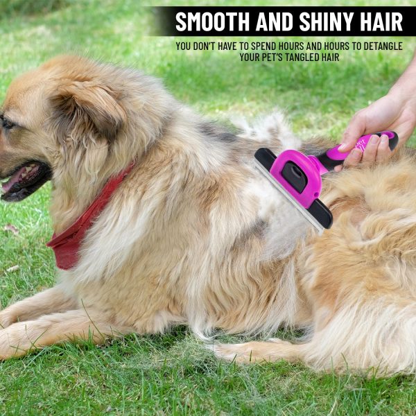 81iLQhiqbL._SL1500_.jpg Deshedding and Grooming Tool - Stainless Steel Knot Detangler Comb for Dogs & Cats, Reduces Shedding by 95% (Pink)