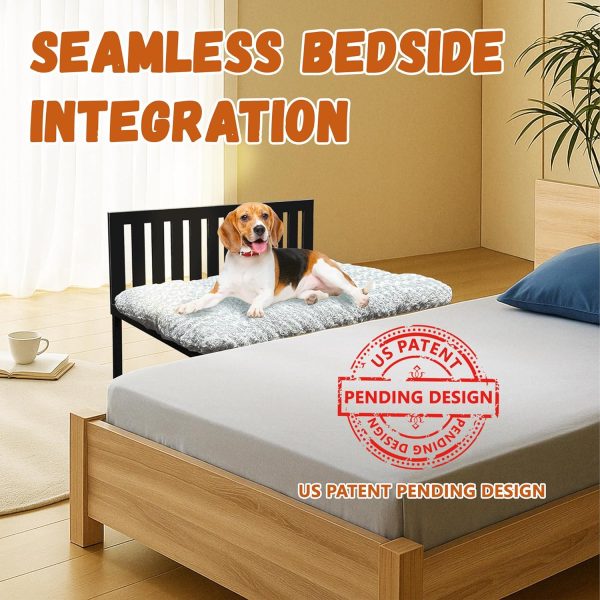 Beside Dog Bed,Adjustable Height Dog Bunk Beds,25.5‘’x18‘’Metal Dogs Bed Frame with Cushion,Medium