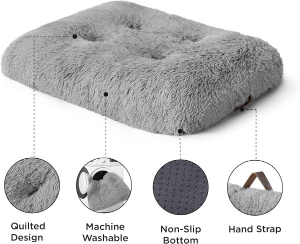 81kuLrhGIkL._AC_SL1500_.jpg Bedsure Washable Large Dog Bed for Crate, Faux Fur Dog Crate Pad for Large Breed, Plush Soft Comfort Dogs Sleeping Mat, Anti-Slip Pet Kennel Pad, 35" x 23", Grey