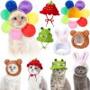 Weewooday 5 Pieces Cat Costume Bunny Hat Outfit with Ears Funny Cat Hat and Small Dogs Kitten Puppy Party Easter Costume Accessory Headwear(Vivid Style)