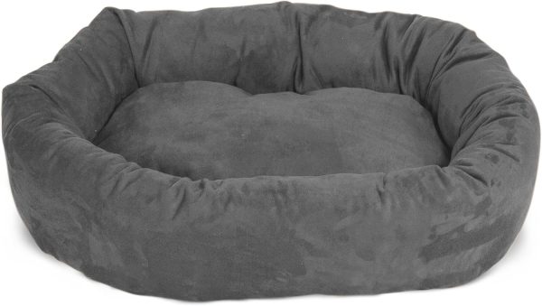 81oJ64cRToL._AC_SL1500_.jpg Majestic Pet 40 Inch Large Washable Dog Bed, Orthopedic Donut Cuddle Furniture for Big Dogs, Soft and Cozy Faux Suede Calming Pet Crate Pad & Mat, Fluffy Pet Bed - Gray
