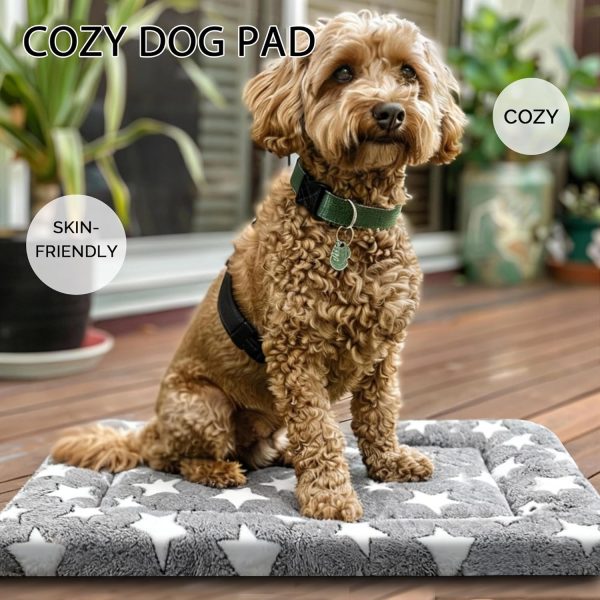 81p2xGFuRLL._AC_SL1500_.jpg Dog Bed Mat, Reversible Crate Pad & Cute Dog Bed - Machine Washable Kennel Mat with Ultra Soft for Small Dogs (Cool/Warm), 24" x 18", Grey&Star
