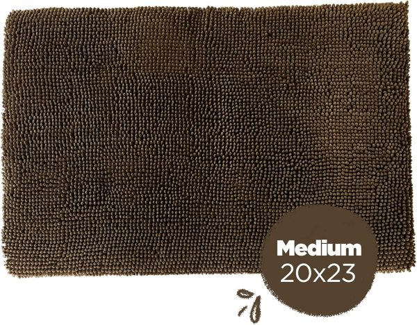 Soggy Doggy Crate Mate Dog Bed - Microfiber Chenille Mat, Travel Bed for Dog - Ultra-Absorbent Kennel Plush Pad (Chocolate Brown, Medium 20” x 30”)