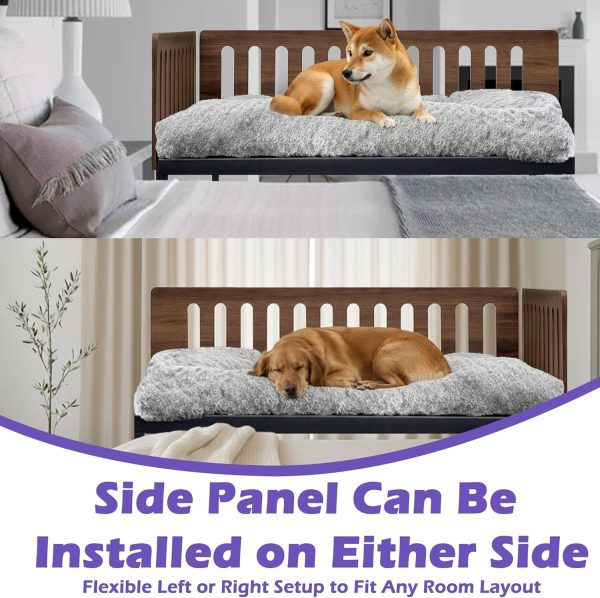 81pvvfL3vRL._AC_SL1500_.jpg Beside Dog Bed,2 Panel Adjustable Height Dog Bunk Beds,40.1''x28.1'' Metal Dogs Bed Frame with Cushion,Large
