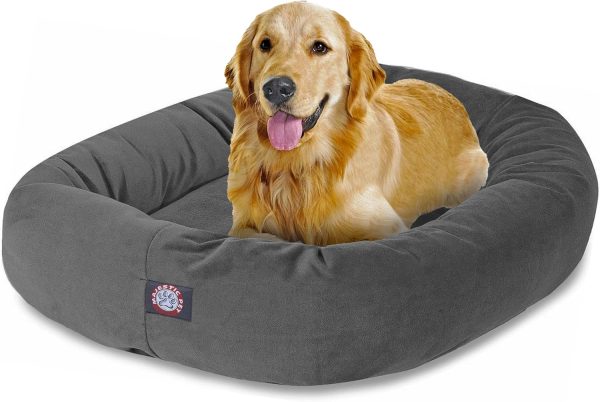 81tmLWoatnL._AC_SL1500_.jpg Majestic Pet 40 Inch Large Washable Dog Bed, Orthopedic Donut Cuddle Furniture for Big Dogs, Soft and Cozy Faux Suede Calming Pet Crate Pad & Mat, Fluffy Pet Bed - Gray