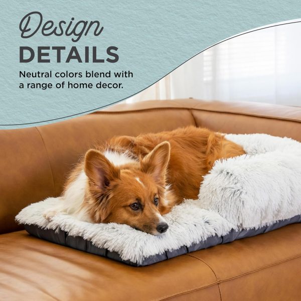 81xDtZ6krgL._AC_SL1500_.jpg Best Friends by Sheri Nap Mat Dog Bed with Bolster - Washable Crate Pad, Removable Cover, Frost, Medium, 30x17