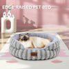 81y22KR0HJL._AC_SL1500_.jpg Cat Bed Kitten Bed - Washable Round Cat Beds for Indoor Cats, Soft Corduroy Fleece Pet Bed for Puppy and Kitten with Removable Double Sided Inner Cousion, 20", Grey