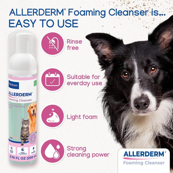91V-mjbFLL._AC_SL1500_.jpg ALLERDERM Foaming Cleanser- Rinse-Free Waterless Micellar Foam for Dogs and Cats with Sensitive Skin by Virbac