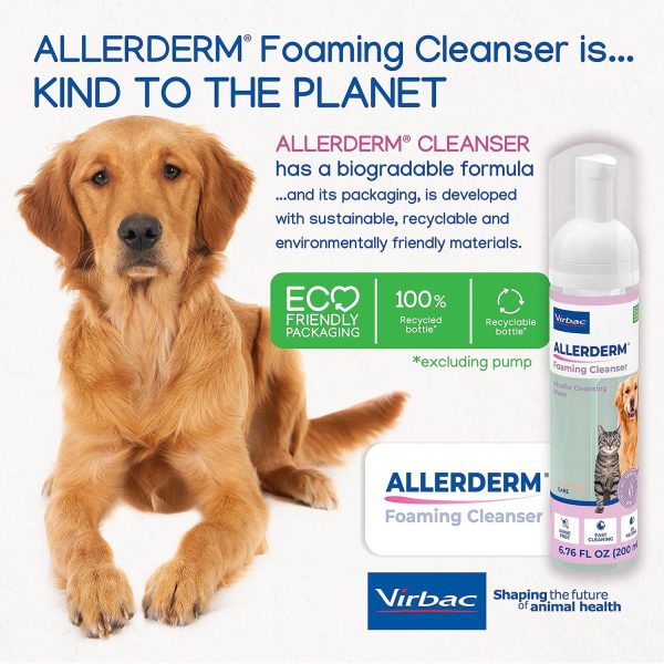 910-XoLTEfL._AC_SL1500_.jpg ALLERDERM Foaming Cleanser- Rinse-Free Waterless Micellar Foam for Dogs and Cats with Sensitive Skin by Virbac