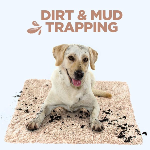 Soggy Doggy Doormat Plain Solid Color Design - Ultra Absorbent Microfiber Chenille Wet Dog Mat for Muddy Paws - Non-Slip and Machine Washable (Beige, Extra-Large 36” x 60”)
