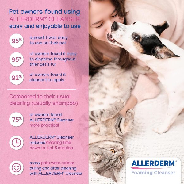 91E2BUr-paL._AC_SL1500_.jpg ALLERDERM Foaming Cleanser- Rinse-Free Waterless Micellar Foam for Dogs and Cats with Sensitive Skin by Virbac