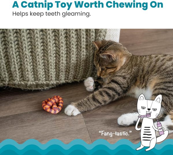 91FmT40wOHL._AC_SL1500_.jpg Catstages Plaque Away Pretzel Cat Toy – Interactive Catnip Dental Chew Toy to Help Clean Teeth, Fun for Play and Chewing, Orange