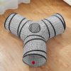 Tempcore 3 Way Collapsible Cat Tunnel for Indoor Cats, Pet Tunnel Bored Toys with Peek Hole & Ball for Puppy, Kitty, Kitten, Rabbit, Grey-Coin