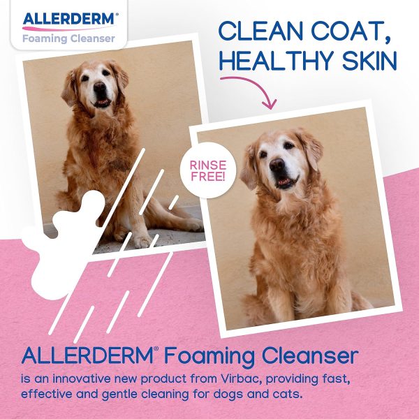 91NgJ-J-0L._AC_SL1500_.jpg ALLERDERM Foaming Cleanser- Rinse-Free Waterless Micellar Foam for Dogs and Cats with Sensitive Skin by Virbac