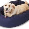 Majestic Pet 40 Inch Bagel Calming Dog Bed Washable – Cozy Soft Round Dog Bed with Spine Support for Dogs to Rest their Head - Fluffy Donut Dog Bed 40x29x9 (Inch) - Round Pet Bed Large – Blue