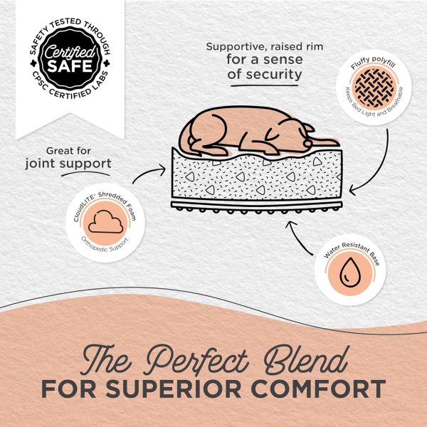 Best Friends by Sheri Soothe & Snooze Lounge Lux Memory Foam Rectangular Dog Bed, Washable, Oyster, Large 36" x 27"