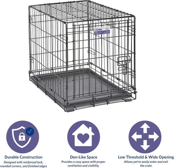 91zIx2b0WmL._AC_SL1500_.jpg MidWest Homes for Pets 24-Inch iCrate Folding Dog Crate with Divider Panel, Leak-Proof Tray & Secure Latches – Metal Wire Kennel for Small Breeds – Portable, Durable & Easy to Assemble